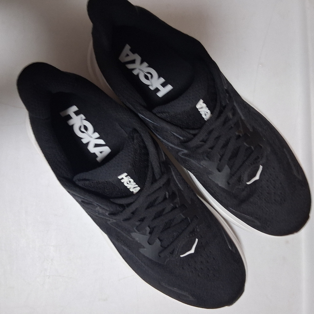 Hoka Black and White Athletic Running Shoes - Picture 5 of 8
